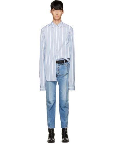 Vetements Cotton Blue Striped Shirt for Men - Lyst