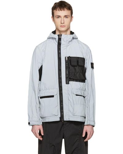 stone island jacket silver