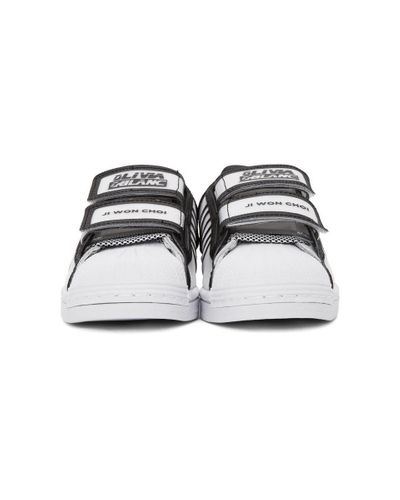 adidas Originals Canvas White And Black Ji Won Choi And Olivia Oblanc  Edition Fashion Designer Series Superstar Sneakers | Lyst