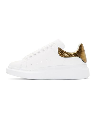 Alexander McQueen Leather White And Bronze Oversized Sneakers for Men | Lyst