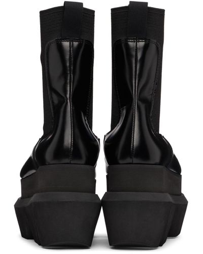 Sacai Polished Leather Platform Chelsea Boots in Black | Lyst