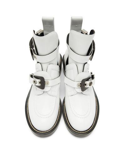 Balenciaga Leather White Ceinture Boots - Lyst