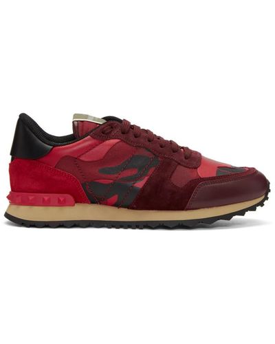Valentino Canvas Red Camo Rockrunner Sneakers for Men - Lyst