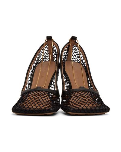 Bottega Veneta Synthetic Black Net Chain Heels Lyst