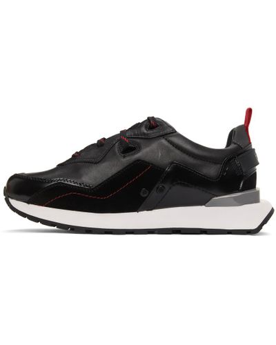 HUGO Leather Cubite Running Sneakers in Black for Men - Lyst