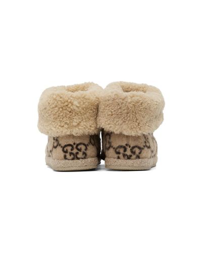 gucci beige wool gg ankle boots