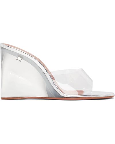 AMINA MUADDI Leather Silver Glass Lupita Wedge Heeled Sandals - Lyst
