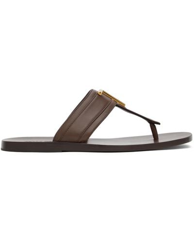 Tom Ford Leather Brighton Tf Flip Flops in Brown for Men | Lyst