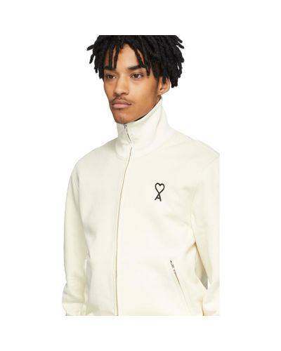 AMI Cotton Off-white Ami De Coeur Zip Track Jacket for Men - Lyst