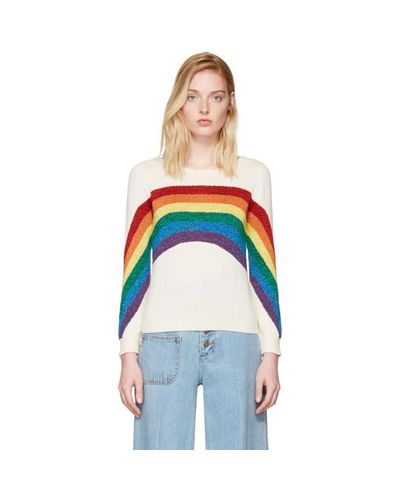 Marc Jacobs Cotton Ivory Rainbow Sweater in White - Lyst