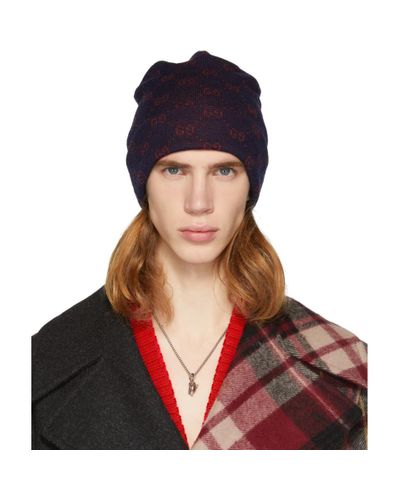 Gucci Wool Navy And Red Alpaca GG 