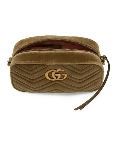 Gucci Taupe Velvet GG Marmont 2.0 Camera Bag in Tan (Brown) | Lyst