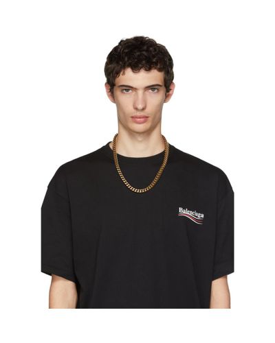 Balenciaga Gold Chain Necklace in Black for Men - Lyst