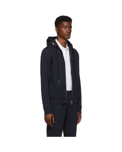 Moncler Navy Maglia Cardigan Hoodie in Blue for Men - Lyst