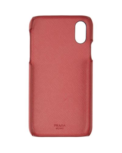 Prada Leather Pink Logo Iphone Xr Case | Lyst