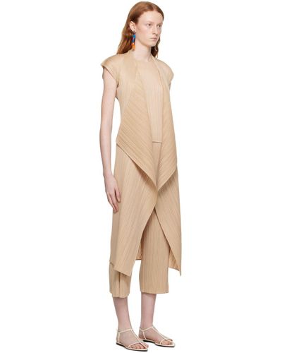 Pleats Please Issey Miyake Beige Monthly Colors June Vest in Black