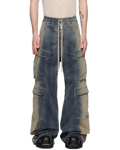 Rick Owens Blue Double Jumbo Belas Denim Cargo Pants in