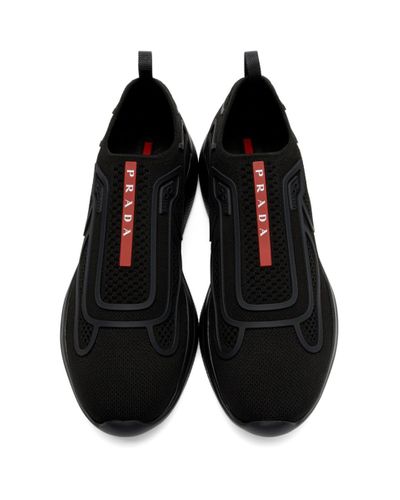 Prada Black Sport Knit 10 Sneakers for Men | Lyst