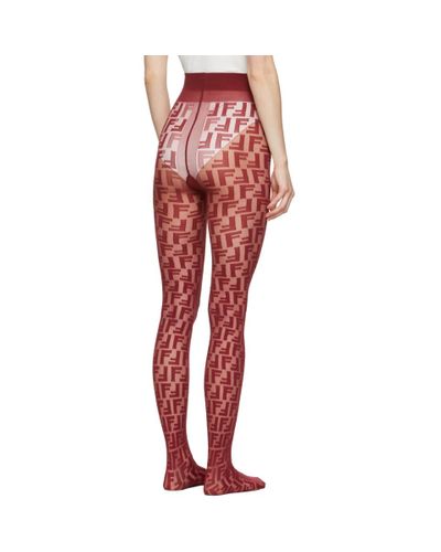 red patterned tights