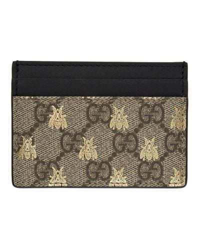 gucci bee print gg supreme card case