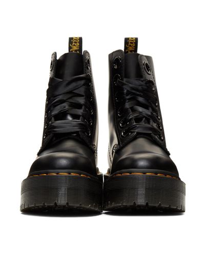 Dr. Martens Leather Black Ribbon Molly Boots - Lyst