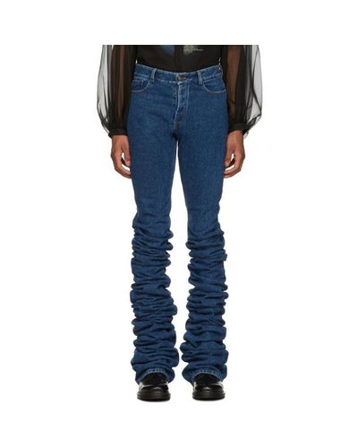 Y. Project Denim Navy Extra Long Fold Jeans in Blue for Men | Lyst