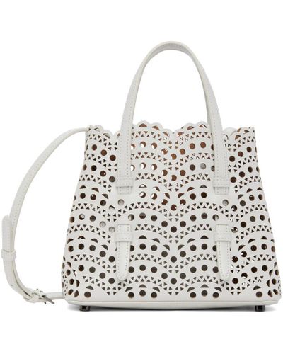 Alaïa White Mina 20 Top Handle Bag | Lyst