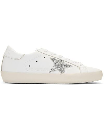 Golden Goose Leather White Swarovski Crystal Superstar Sneakers | Lyst ...