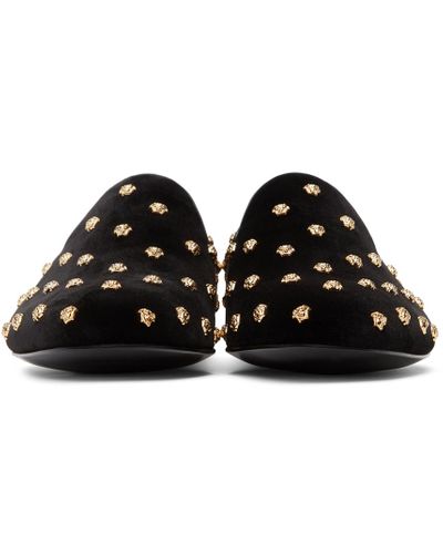 Versace Velvet Medusa Stud Loafers in Black for Men | Lyst