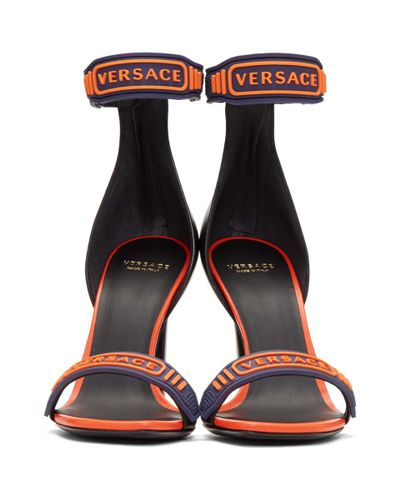 Versace Leather Navy \u0026 Orange Logo 