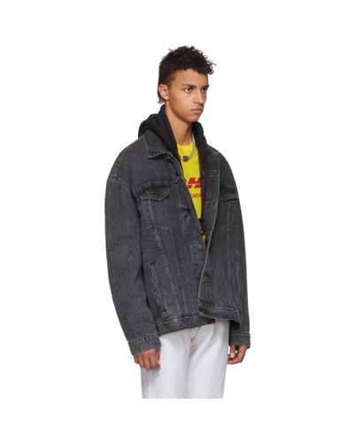 Oversized Hooded Denim Jacket for Men 