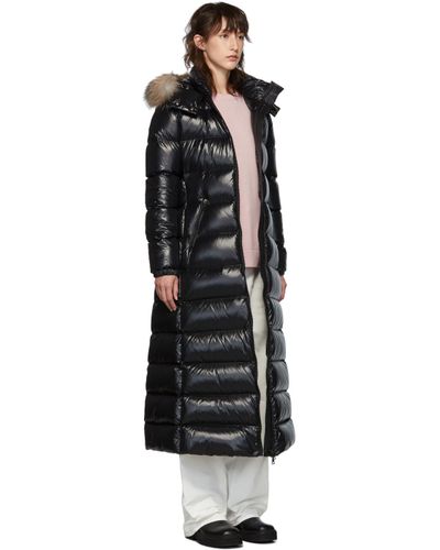 Moncler Synthetic Down Hudson Long Coat in Black | Lyst