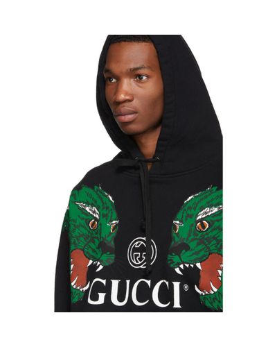 Gucci Cotton Loved Hooded Sweatshirt in Black for Men | Lyst
