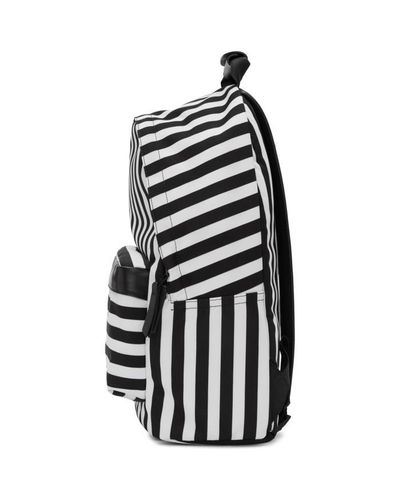 black and white striped backpacks