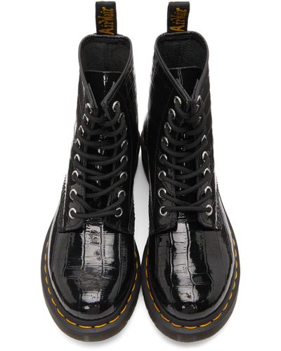 Dr. Martens Leather Croc Patent 1460 Boots in Black - Lyst