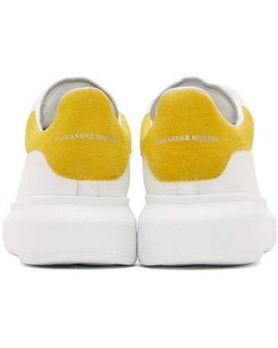 Alexander McQueen Leather White & Yellow Oversized Sneakers - Lyst