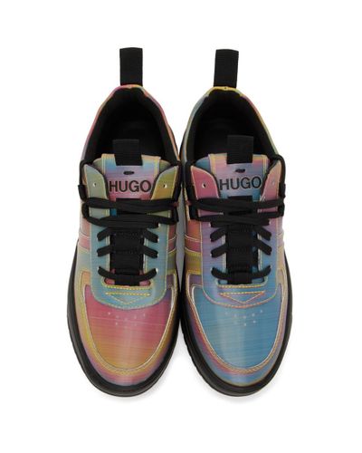 HUGO Leather Multicolor Iridescent Madison Tennis Sneakers for Men - Lyst