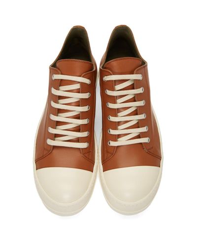 Rick Owens Leather Brown Low Sneakers for Men - Lyst