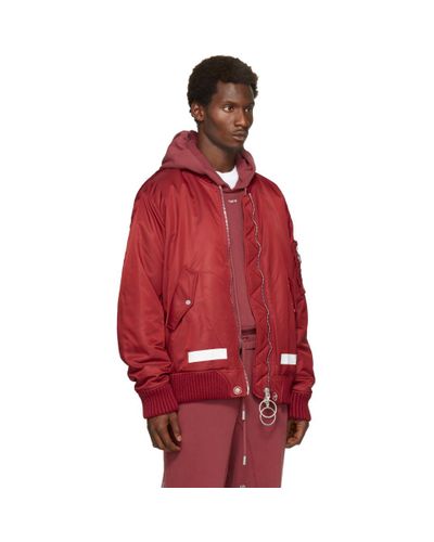 off white red bomber jacket