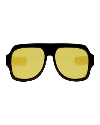 Gucci Synthetic Black And Yellow Sport Sunglasses for Men - Lyst