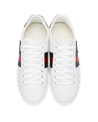 Gucci Leather White Dog New Ace Sneakers | Lyst