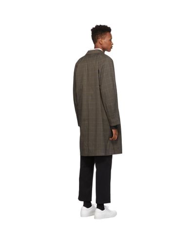 Saturdays Nyc Satin Khaki Plaid Daikanyama Over Coat For Men Lyst