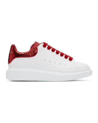 Alexander McQueen White And Red Python Oversized Sneakers for 