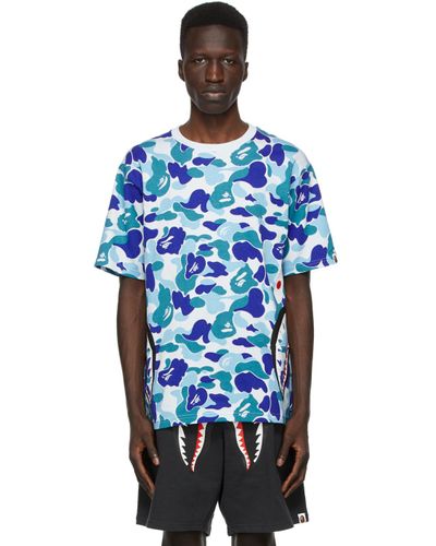 A Bathing Ape Cotton Blue Camo Side Shark T-shirt for Men - Lyst