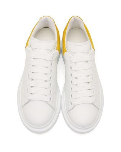 Alexander McQueen Leather White & Yellow Oversized Sneakers - Lyst