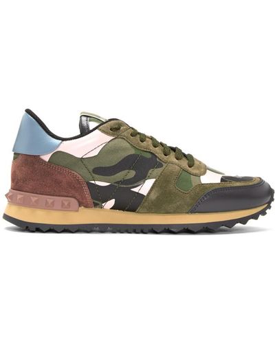 Valentino Canvas Green & Pink Camo Rockrunner Sneakers - Lyst