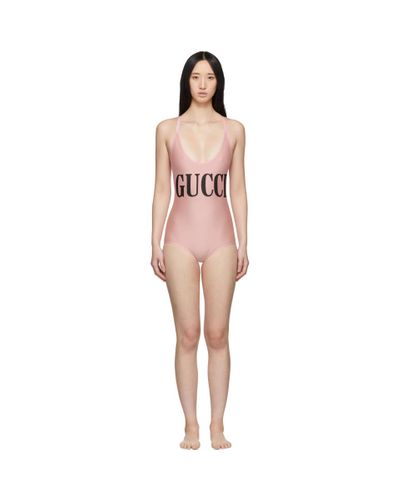 Gucci Synthetic Pink Sparkling One Piece Swimsuit Lyst