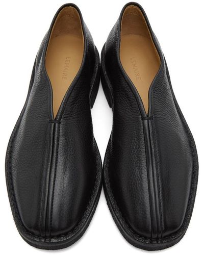 Lemaire Leather Black Square Toe Slippers for Men - Lyst