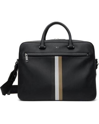 BOSS - Faux-leather envelope bag with signature stripe and logo