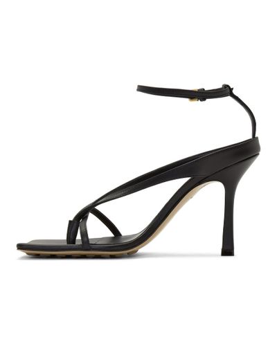 Bottega Veneta Leather Black Stretch Sandals Lyst